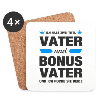 Bonus Vater Papa Dad Stiefvater Vatertag Geschenk - Untersetzer (4er-Set) - Weiß - Vorne