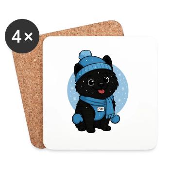 Cuddly Dog Winter Magic - Coasters (set of 4) - white - Front