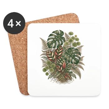 Botanical Jungle – Vintage Pflanzen Bouquet - Untersetzer (4er-Set) - Weiß - Vorne