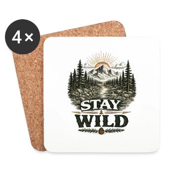 Stay Wild | Outdoor Nature Design - Untersetzer (4er-Set) - Weiß - Vorne