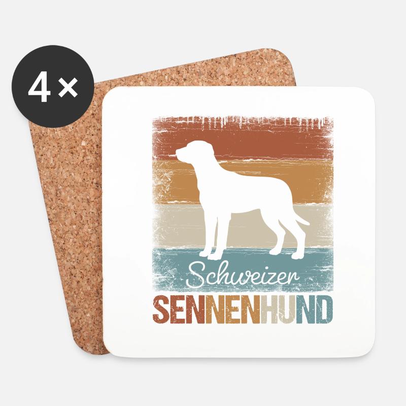 Schweizer Sennenhund Bauernhund Geschenkidee - Untersetzer (4er-Set) - Weiß