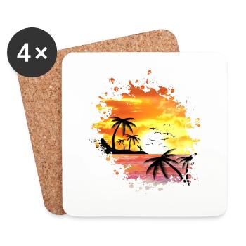 SUNSET, vacation, beach, sunset, sun - Coasters (set of 4) - white - Front