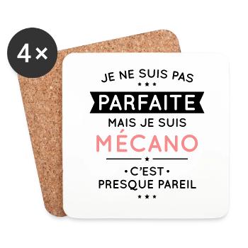 Je ne suis pas parfaite mais je suis mécano - Dessous de verre (lot de 4) - blanc - Devant