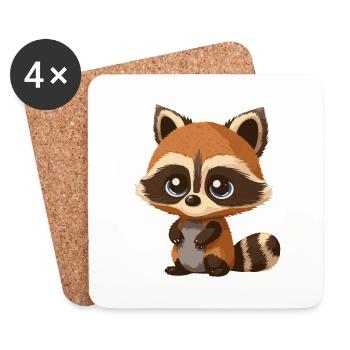 small raccoon - Coasters (set of 4) - white - Front