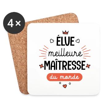 Meilleure Maîtresse du monde Mug maîtresse - Dessous de verre (lot de 4) - blanc - Devant