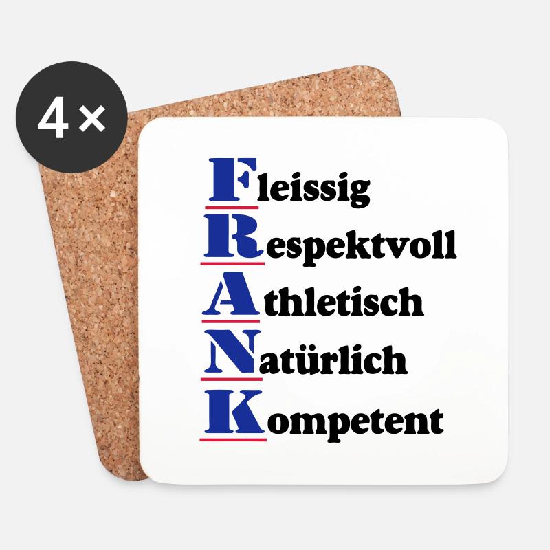 Frank , Vorname,Namensschild,Name,Fun Shirt (25) - Untersetzer (4er-Set) - Weiß
