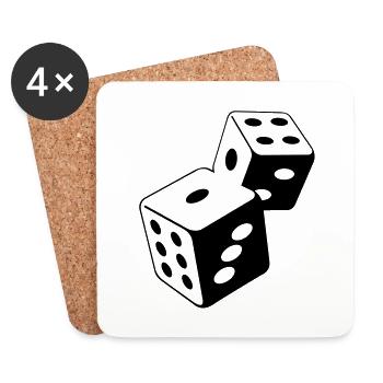 Two dice at the casino - Coasters (set of 4) - white - Front
