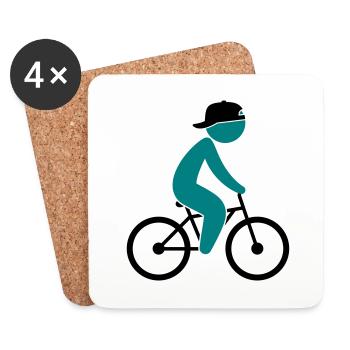 A cyclist rides on his bicycle - Coasters (set of 4) - white - Front