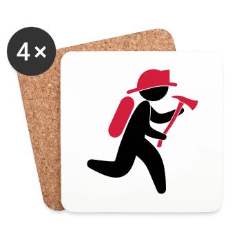 A fireman with an ax - Coasters (set of 4) - white - Front