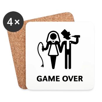 Game Over (Peitsche und Bier / JGA) - Untersetzer (4er-Set) - Weiß - Vorne