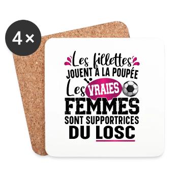 Supportrice LOSC Football Cadeau Humour Femme - Dessous de verre (lot de 4) - blanc - Devant