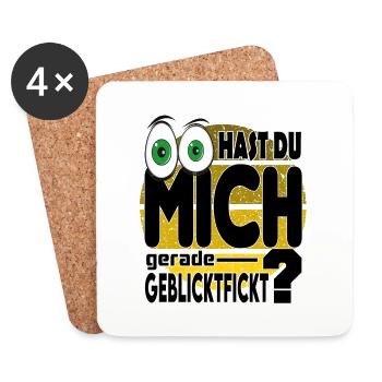 Sprüche Geblicktfickt Lustig Schauen Gucken - Untersetzer (4er-Set) - Weiß - Vorne