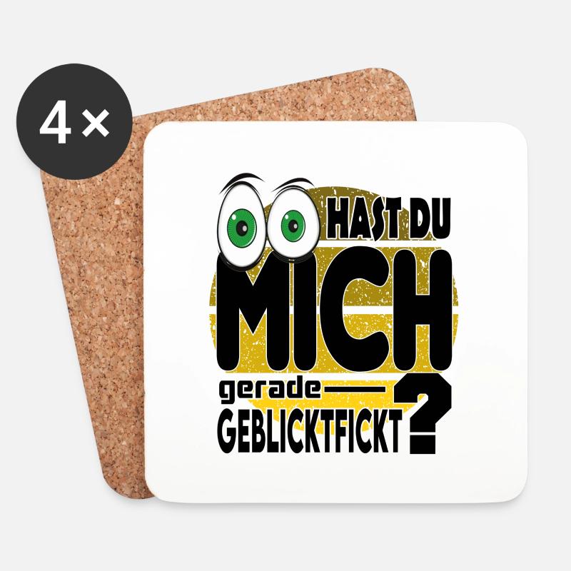 Sprüche Geblicktfickt Lustig Schauen Gucken - Untersetzer (4er-Set) - Weiß