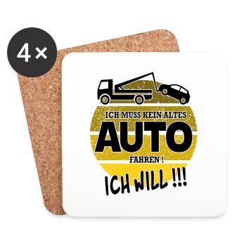 Altes Auto fahren - Untersetzer (4er-Set) - Weiß - Vorne
