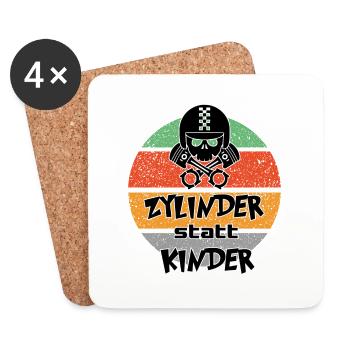 Sprüche Autofahrer Zylinder statt Kinder - Untersetzer (4er-Set) - Weiß - Vorne