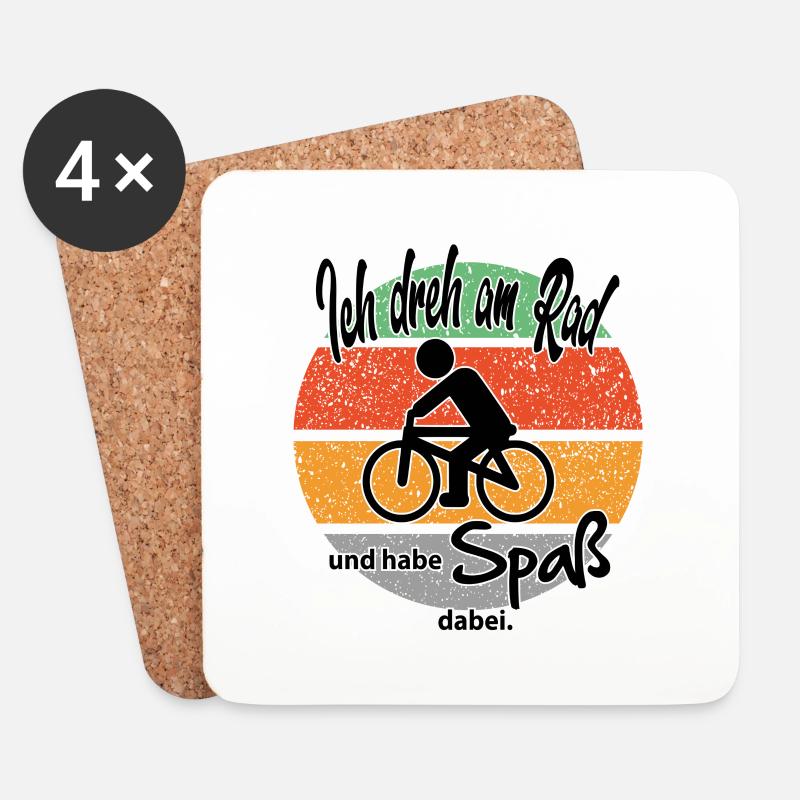 Fahrradfahrer Sprüche Ich dreh am Rad - Untersetzer (4er-Set) - Weiß