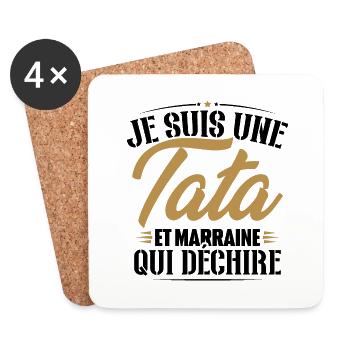 Je suis une tata et marraine qui déchire - Dessous de verre (lot de 4) - blanc - Devant