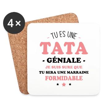 Une tata géniale et une marraine formidable - Dessous de verre (lot de 4) - blanc - Devant