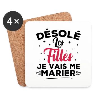 Désolé les filles je vais me marier - Dessous de verre (lot de 4) - blanc - Devant