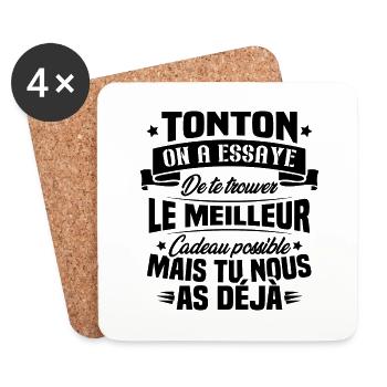 Tonton On A Essayé De Trouver Le Meilleur Cadeau - Dessous de verre (lot de 4) - blanc - Devant