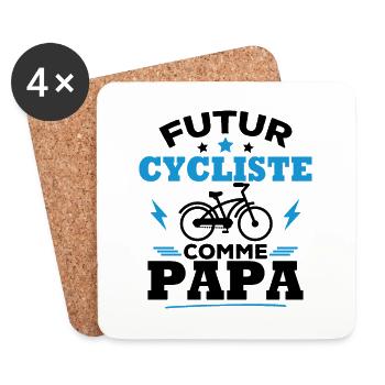 Futur cycliste comme papa - Dessous de verre (lot de 4) - blanc - Devant