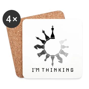 I'M THINKING SCHACHSPIELER SCHACHUHR SCHACHSPIEL - Untersetzer (4er-Set) - Weiß - Vorne