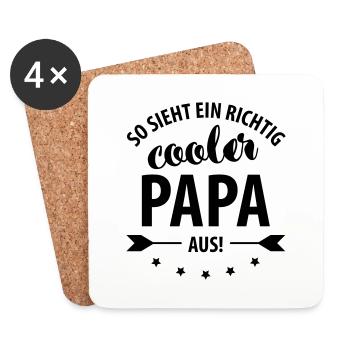 So sieht ein richtig cooler Papa aus! - Untersetzer (4er-Set) - Weiß - Vorne