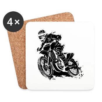 Moto-Cross - Untersetzer (4er-Set) - Weiß - Vorne