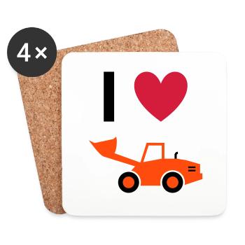 ★ Designfarben änderbar ★ Ich liebe Radlader - Untersetzer (4er-Set) - Weiß - Vorne
