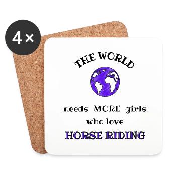 Die Welt braucht mehr Mädchen, die Reiten lieben - Untersetzer (4er-Set) - Weiß - Vorne