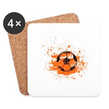 Football Pays-Bas orange couleurs nationales - Dessous de verre (lot de 4) - blanc - Devant