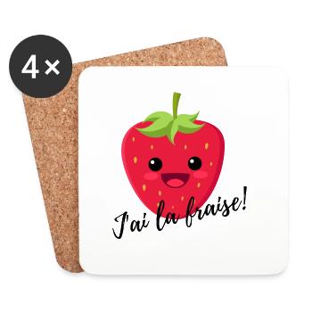 j' ai la fraise ! - Dessous de verre (lot de 4) - blanc - Devant