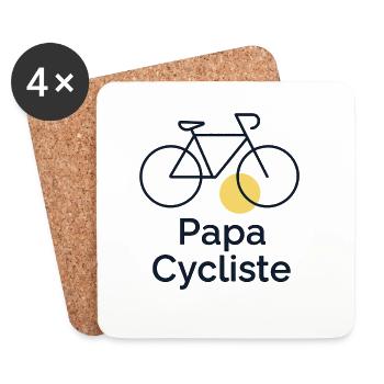 Fahrrad fahrender Vater - Untersetzer (4er-Set) - Weiß - Vorne