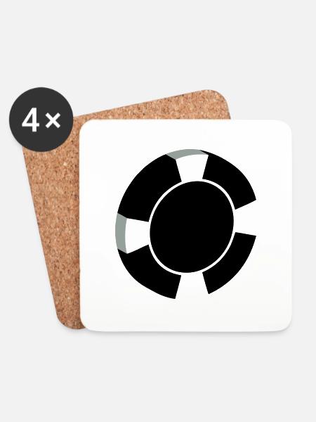 Poker Poker-Chip - Untersetzer (4er-Set) - Weiß