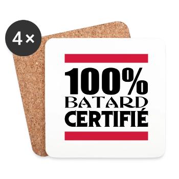 100% BATARD CERTIFIE - Dessous de verre (lot de 4) - blanc - Devant