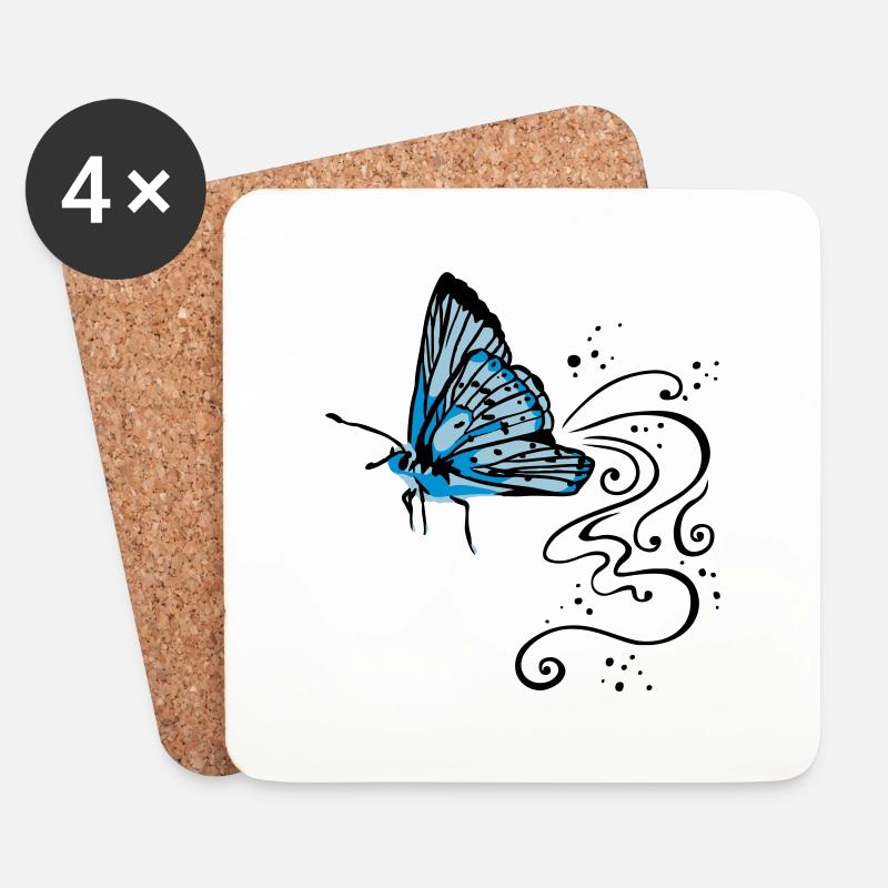 Schmetterling - Untersetzer (4er-Set) - Weiß