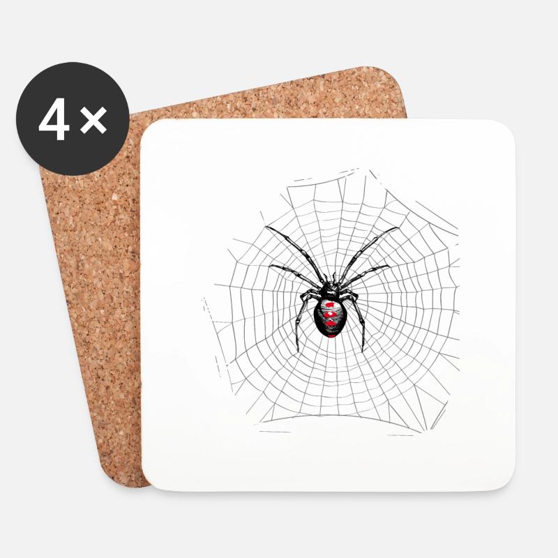 Spinnennetz - Untersetzer (4er-Set) - Weiß