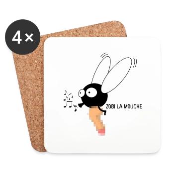 Zobi la mouche - Dessous de verre (lot de 4) - blanc - Devant