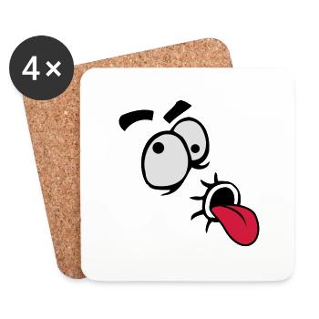 Funny Comic Face Cool Tongue Stick Out - Coasters (set of 4) - white - Front