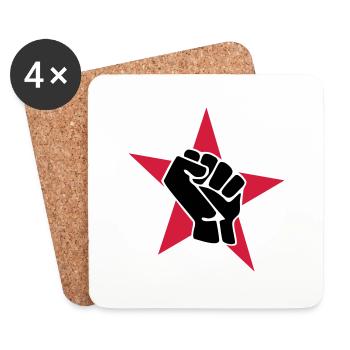 red star with fist - Coasters (set of 4) - white - Front