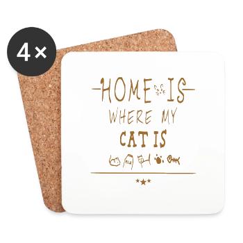 Home is where my cat is - Untersetzer (4er-Set) - Weiß - Vorne