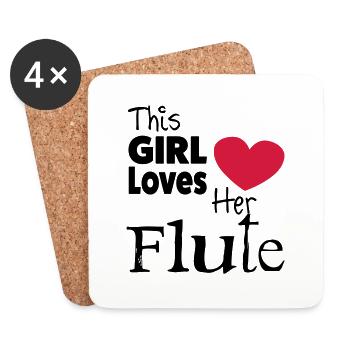 This Girl Loves Her Flute - Untersetzer (4er-Set) - Weiß - Vorne