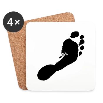barefoot right (footprint) / Barfuß rechts ( - Coasters (set of 4) - white - Front