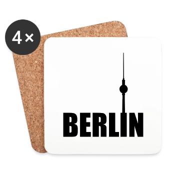 Berlin Fernsehturm Hauptstadt City Schriftzug - Untersetzer (4er-Set) - Weiß - Vorne