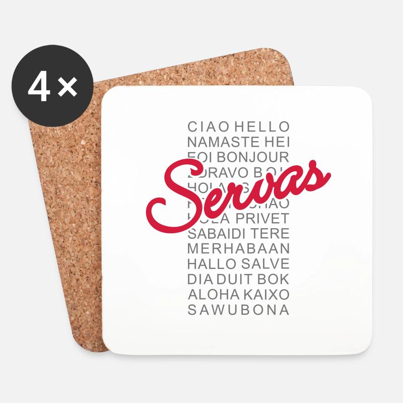 Servas Ciao Hello - Untersetzer (4er-Set) - Weiß