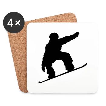 snowboarder, snowboarding - Coasters (set of 4) - white - Front