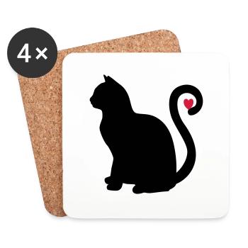 katze schwarz herz - Untersetzer (4er-Set) - Weiß - Vorne
