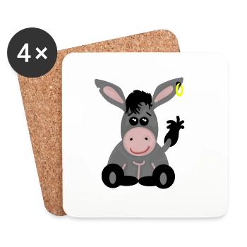 esel kindermotiv - Untersetzer (4er-Set) - Weiß - Vorne