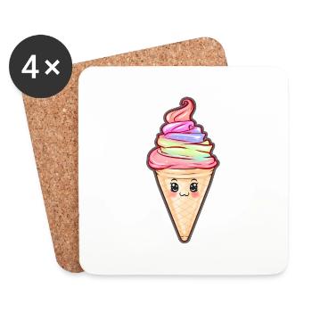 Happy Icecream - Untersetzer (4er-Set) - Weiß - Vorne