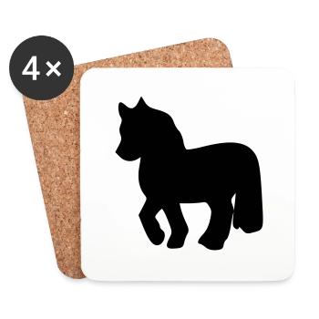 poney - Dessous de verre (lot de 4) - blanc - Devant